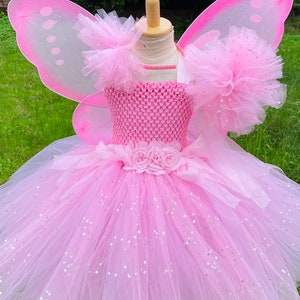 Pink Fairy Tutu Dress Fairy Tutu Dress with wings-Pink tutu Dress birthday tutu Baby tutu outfit image 3