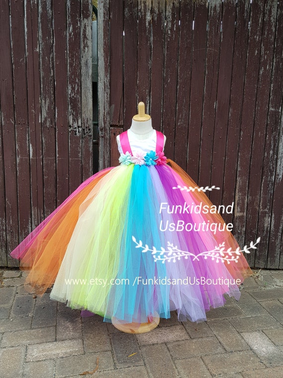 Robe arc en ciel tutu sur toute la longueur au sol Robe tutu princesse arc en ciel Robe Tutu multicolore Anniversaire arc en ciel Etsy France