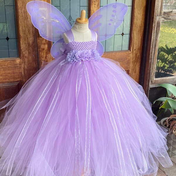 Robe tutu de fée lavande - robe de fée lavande - Costume de fée du jardin - Costume d'anniversaire robe de fée - tenue de fée