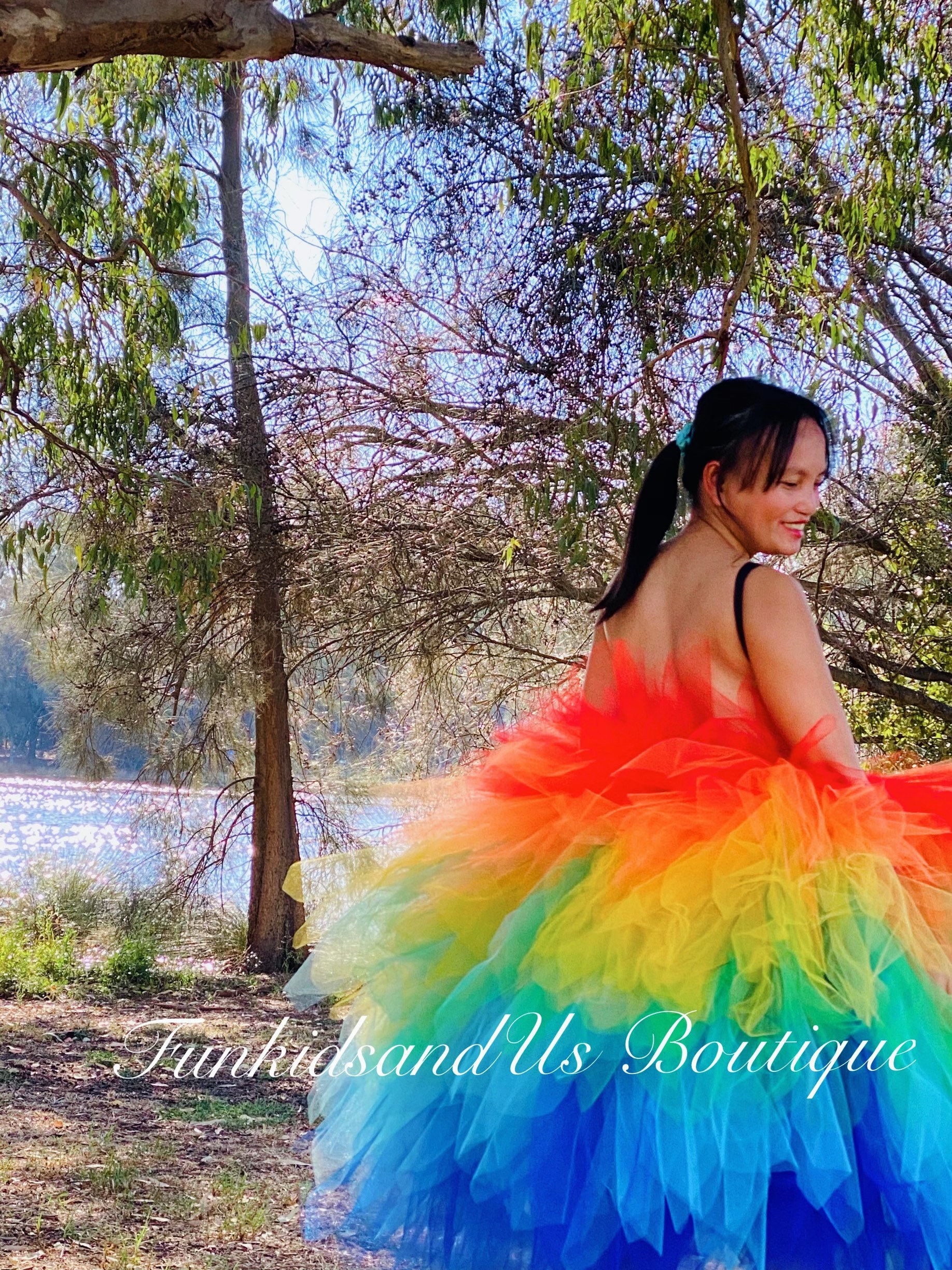 Tutu Arcobaleno Per Donna – Gonna Tulle Con Cerchietto, Guanti E Calze, Costume Completo Per Carnevale, Pride, Halloween E Festival