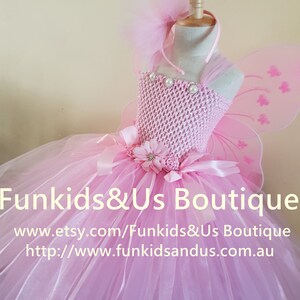 Pink Fairy Tutu Dress Fairy birthday themes Tea length tutu dress with matching headband wins image 5