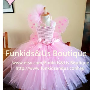 Pink Fairy Tutu Dress Fairy birthday themes Tea length tutu dress with matching headband wins image 7