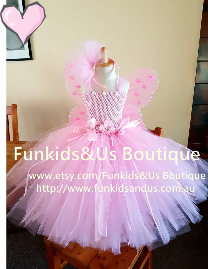 Pink Fairy Tutu Dress Fairy birthday themes Tea length tutu dress with matching headband wins image 7