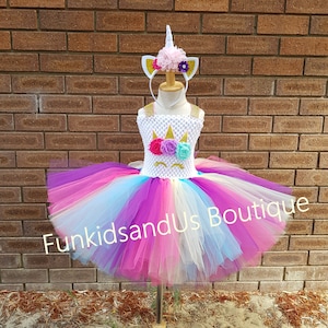 Girl Unicorn Tutu Dress- Unicorn Dress  short Dress  Unicorn Knee length  - Unicorn Birthday dress with headband