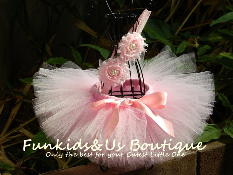 Pink Baby Tutu Set Newborn Tutu and Headband Pink Ballerina Birthday Tutu-smash cake image 3