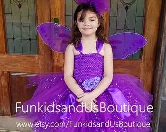 Purple fairy dress- Sparkly Purple Fairy Tutu Dress - Fairy Tutu Dress with wings