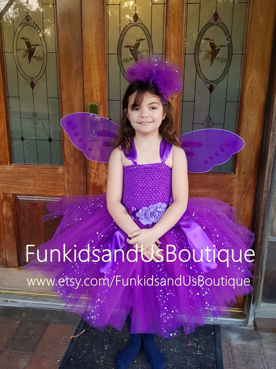 Buy Purple or Pink Fairy Dress With Wings and Hairpiece, Size Newborn to  14years, High Low Purple Butterfly Tutu Dress Online in India - Etsy
