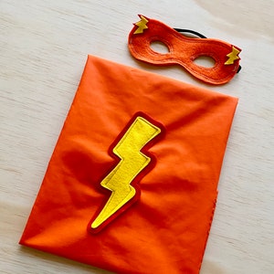 Personalized  Kid Cape  Flash  Cape and Mask - Super Hero  Kid Capes- Super Hero Kids Birthday Party Favors-