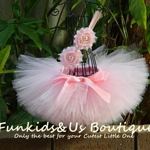 Pink Baby Tutu Set Newborn Tutu and Headband Pink Ballerina Birthday Tutu-smash cake image 2