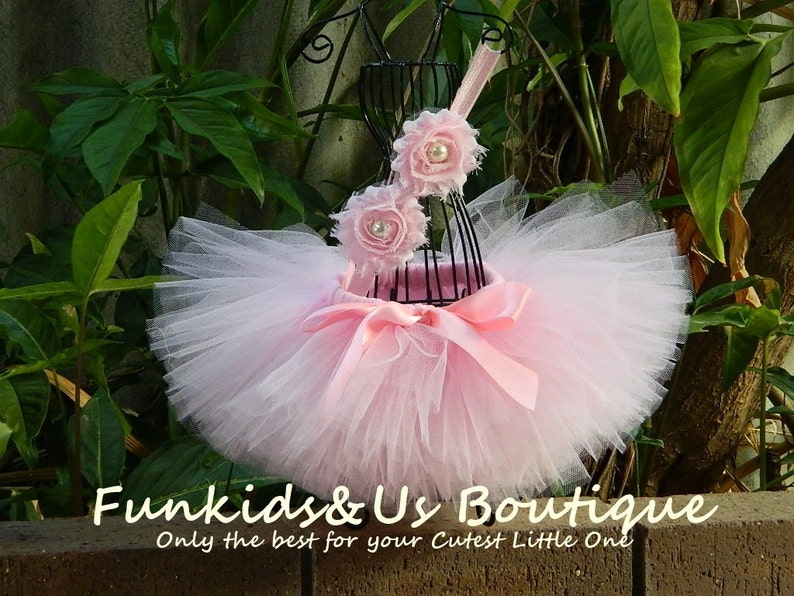 Pink Baby Tutu Set Newborn Tutu and Headband Pink Ballerina Birthday Tutu-smash cake image 2