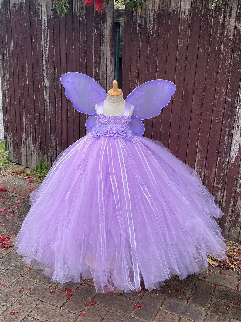 Lavender Fairy Tutu Dress With Wings Lavender Fairy Dress Etsy