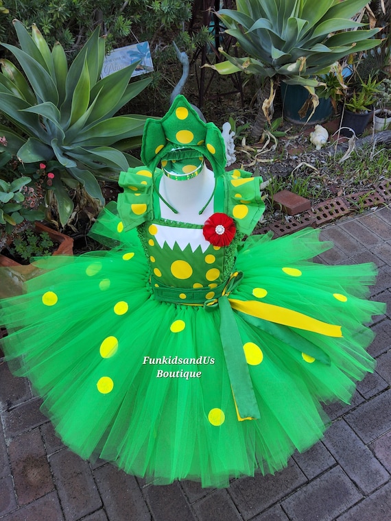 Green Dinosaur Tutu Dress for Girls - Dino Costume with Detachable tail & Crown- Jurassic Green Tutu Dress - Girls Dinosaur Outfit