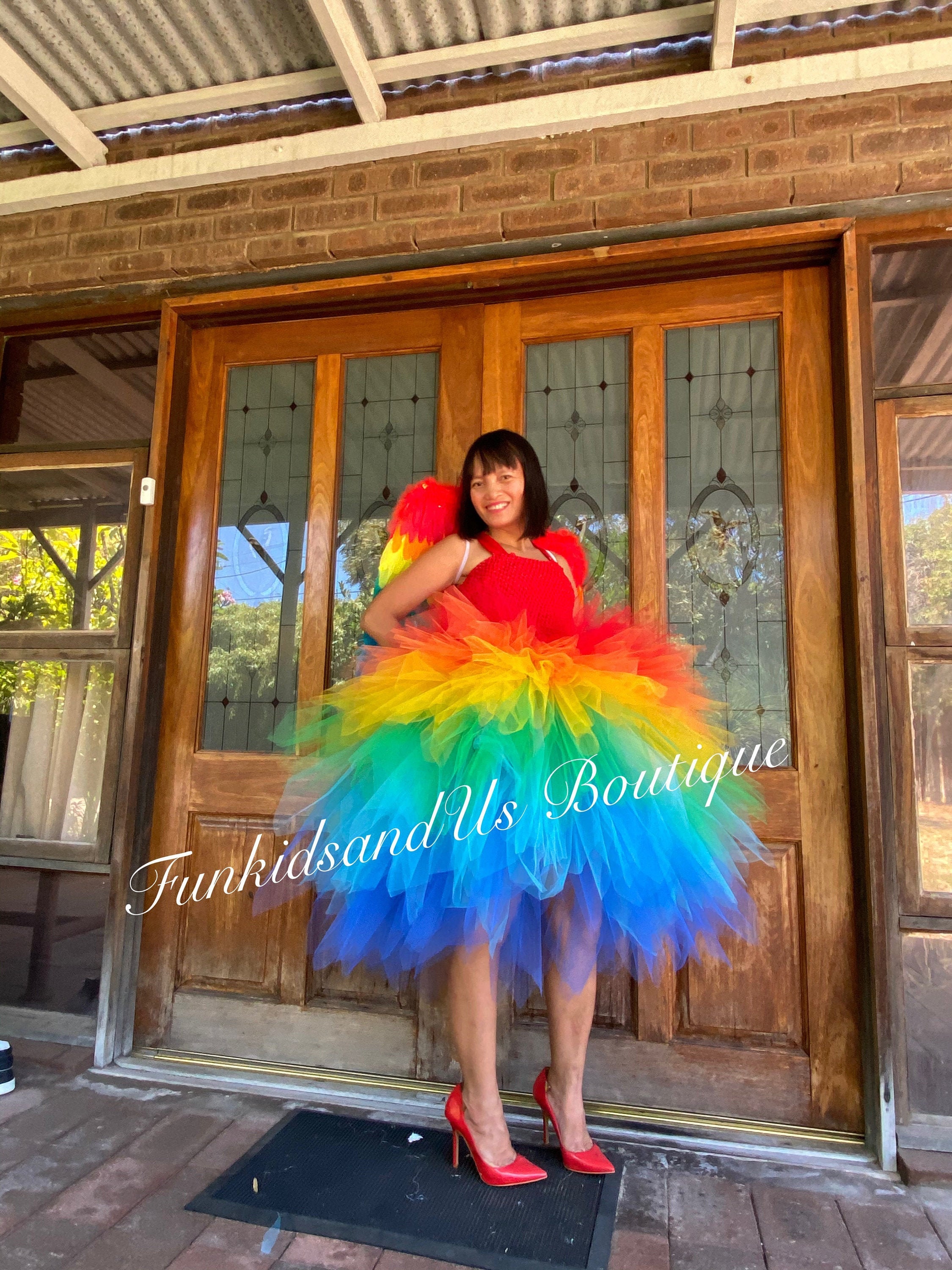 Adult Bird Costume Tutu Dress With Bird Wings Adult Rainbow