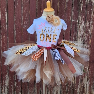 Wild  One safari Tutu Set - Wild One - Wild shirt, tutu skirt and headband Wild  Birthday Outfit - Personalized baby outfit