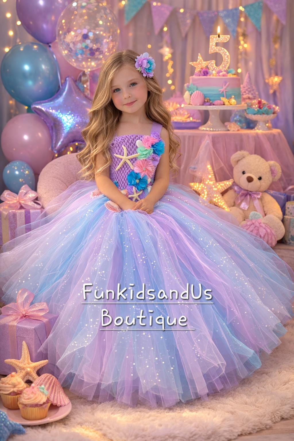 5t mermaid dress Posh Peanut Girl's Disney's The Little Mermaid Magical Mermaid Tulle Dress in Blue, 5 Toddler-6 Toddler, Viscose from Bamboo