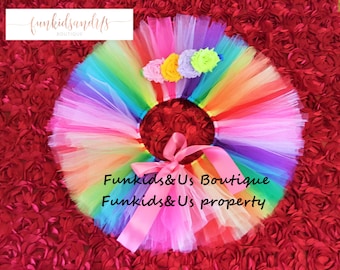 Rainbow Tea Party Tutu - Candy Rainbow Baby Photoprop tutu- Newborn ,toddler, girl Birthday Party