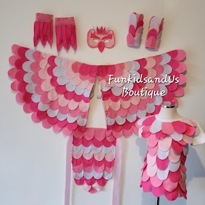 Handmade Pink Bird Costume Set: Felt Wings, Mask & Accessories