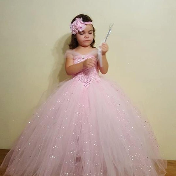 Light Pink  Tutu Dress -Princess Dress-  Stunning Pink  Glittery Gown dress inspired by FunkidsandUs Boutique