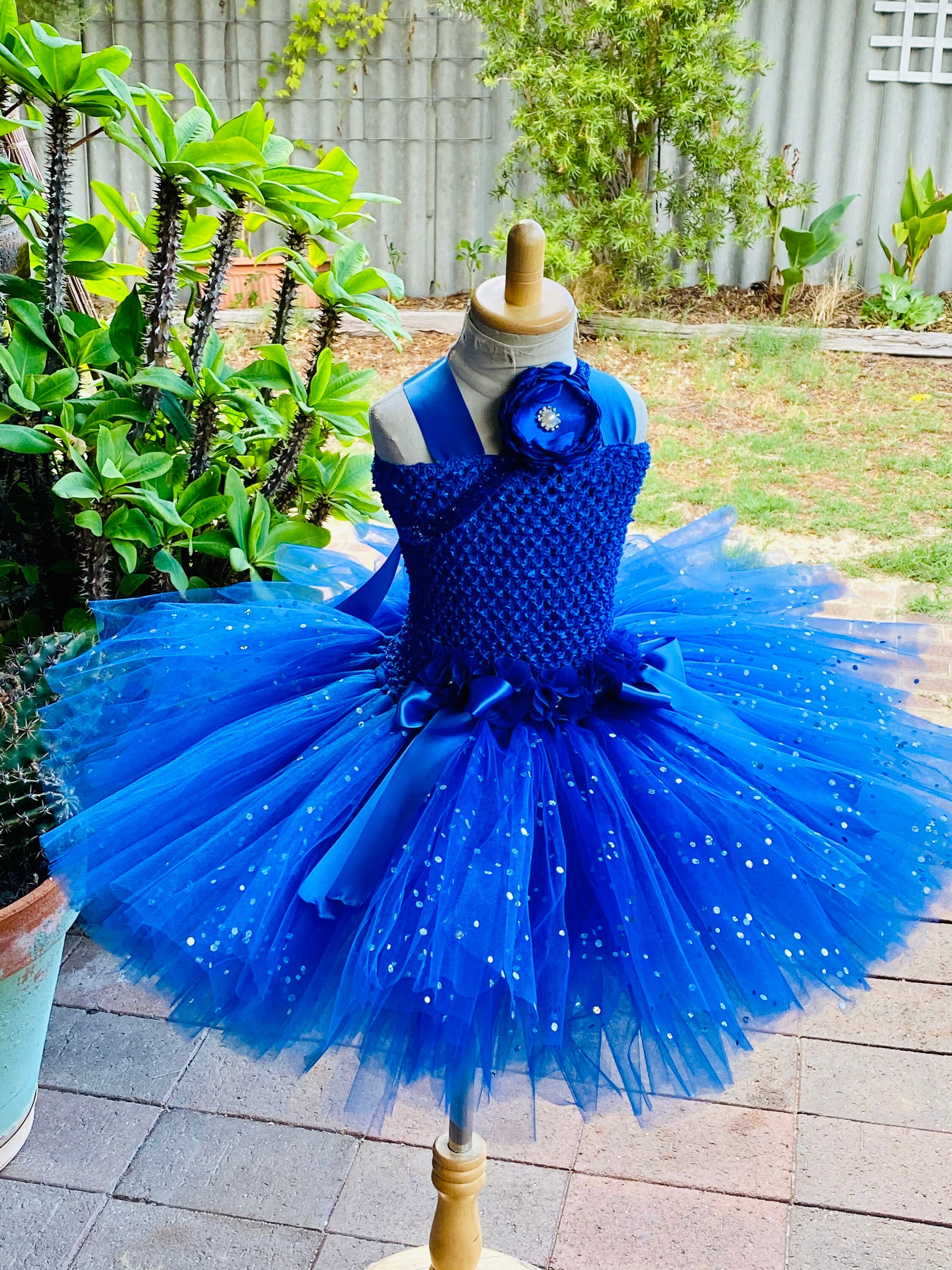 Vestido de tutú azul real brillante Tutú bebé hasta la rodilla
