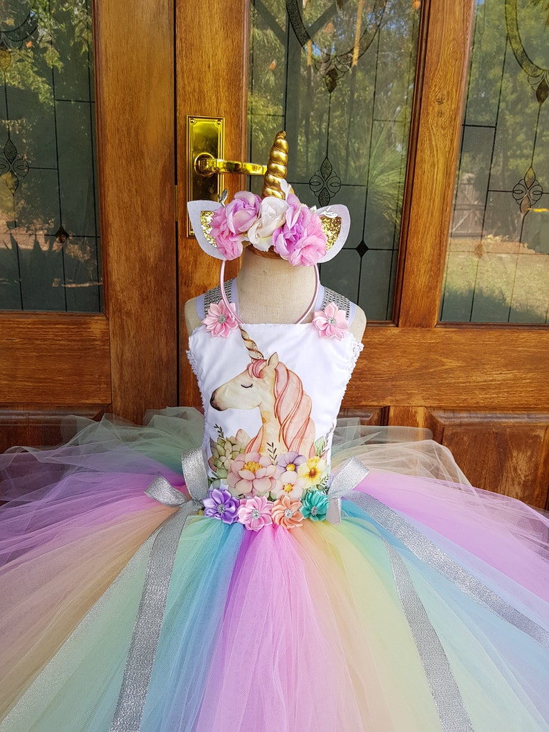 Pastel Dress first birthday Pastel Unicorn Tutu Dresses Birthday girl Unicorn Birthday Costume
