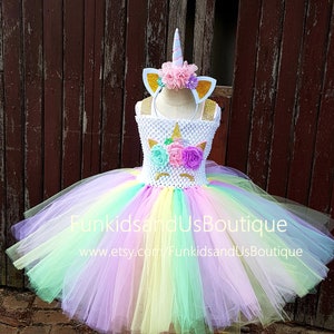 Hereneer 3 Pièces Déguisement Licorne Fille, ​Robe Tutu de Princesse  Licorne, avec Ailes, Bandeau, Tulle Ballet Fille, Costume Licorne pour  Carnaval