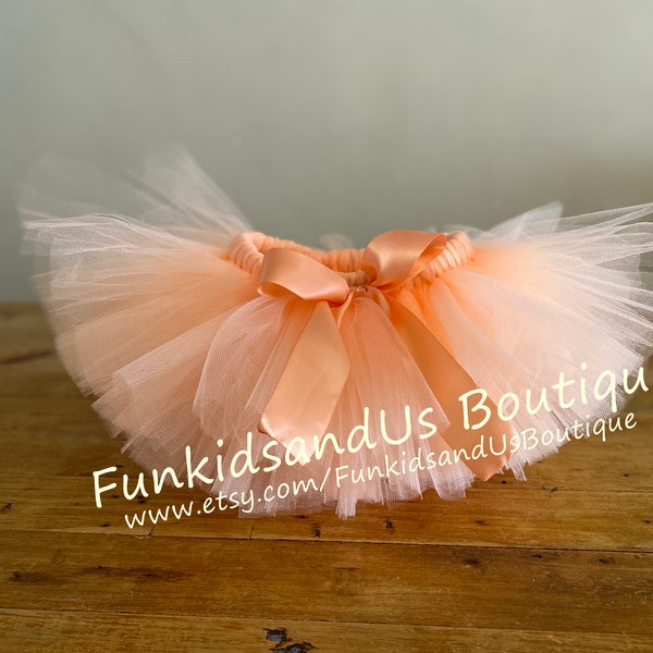 Peach Tutu Smash Cake - Peach Baby Tutu Skirt - Nouveau-né, bambin, Jupe tutu fille - Jupe Tutu nouveau-né - Peach Newborn Tutu