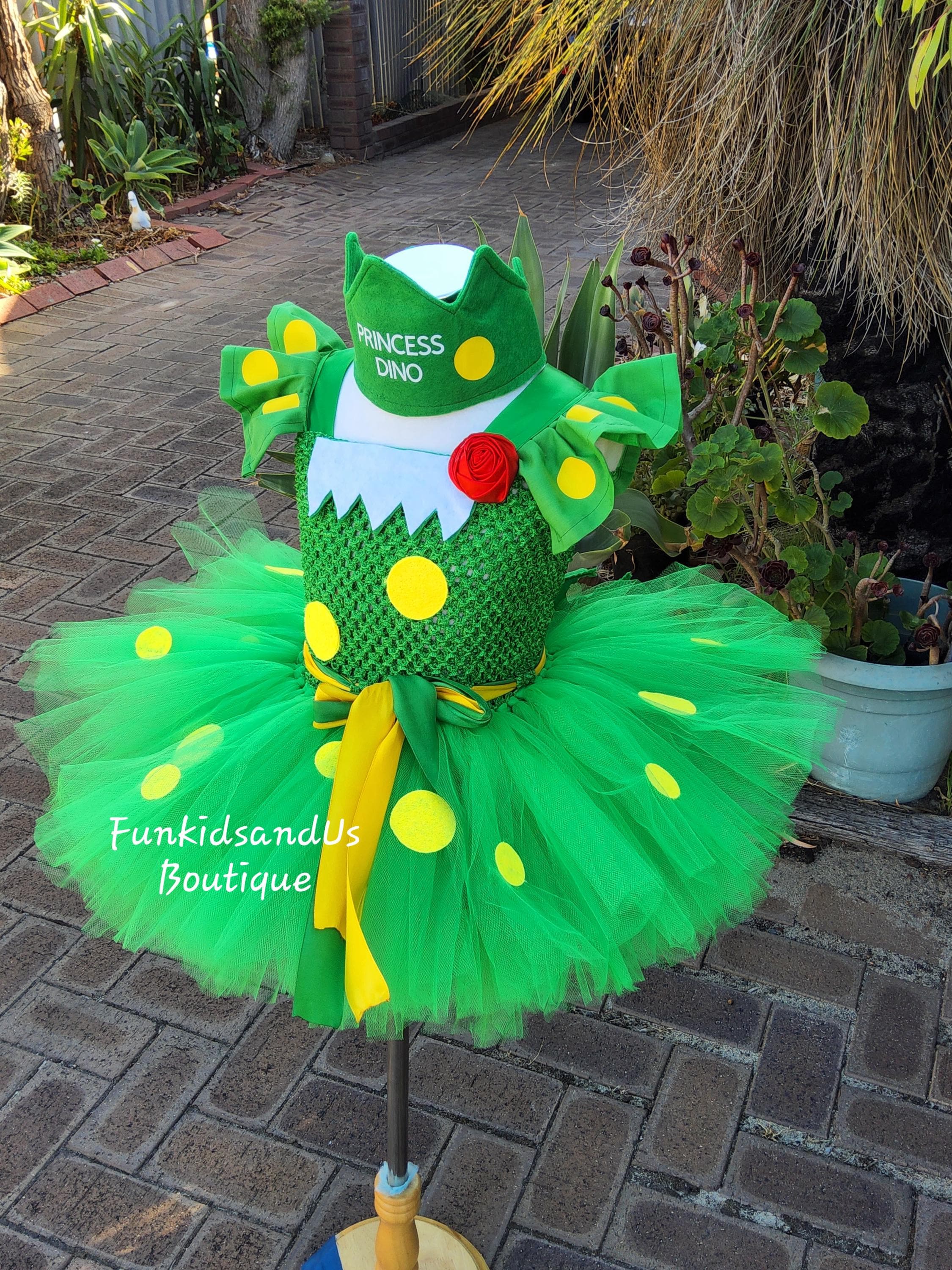 Princess Dino Tutu Dress: Girls Green Dinosaur Costume