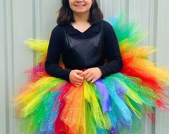 Bright Rainbow  Layered Skirt - Glitter layered Tutu Skirt- Sparkly Rainbow  skirt - Unicorn Skirt tutu skirt