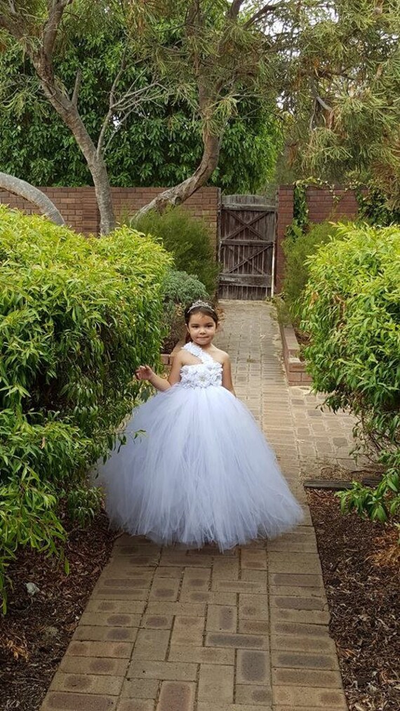 Robe tutu blanche de demoiselle d honneur robe de demoiselle d honneur blanche tutu Robe tutu blanche pleine longueur pour demoiselle d honneur robe d anniversaire Etsy France