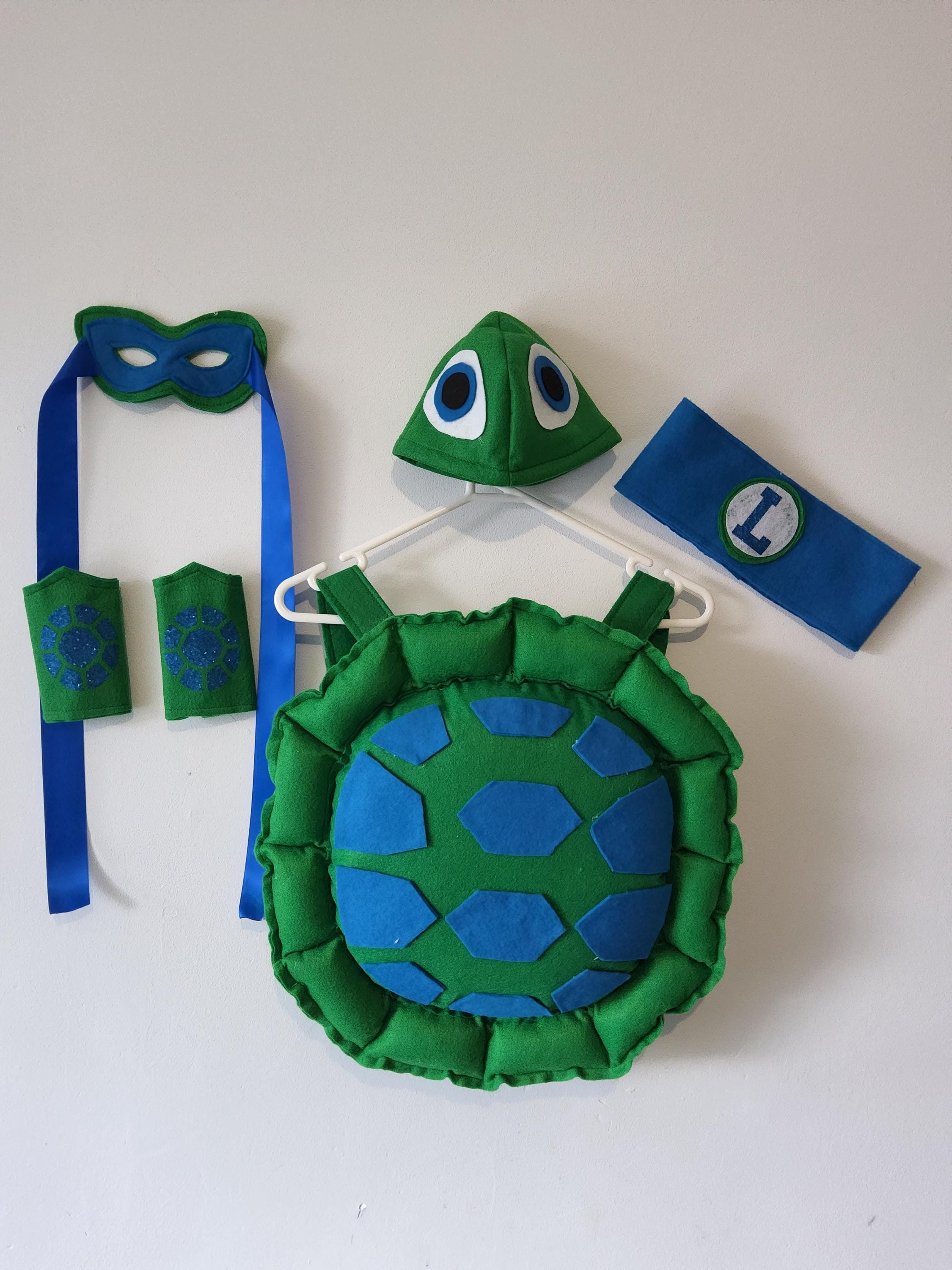 Kids Turtle Costume Set – Shell, Mask, Hat & Accessories - Green Blue ...