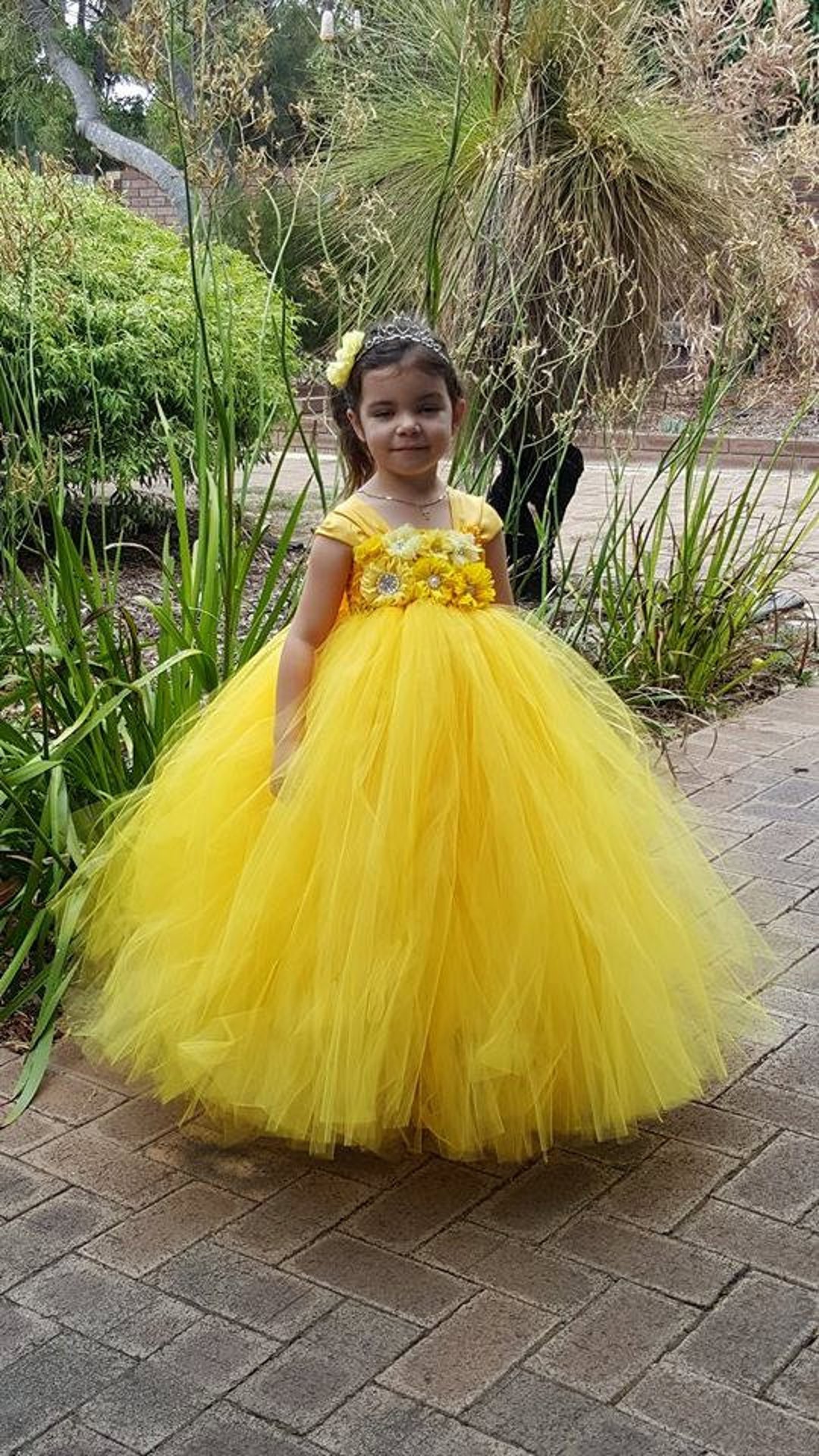 Yellow Princess Ball Gown for Girls Belle Inspired Tulle Dress