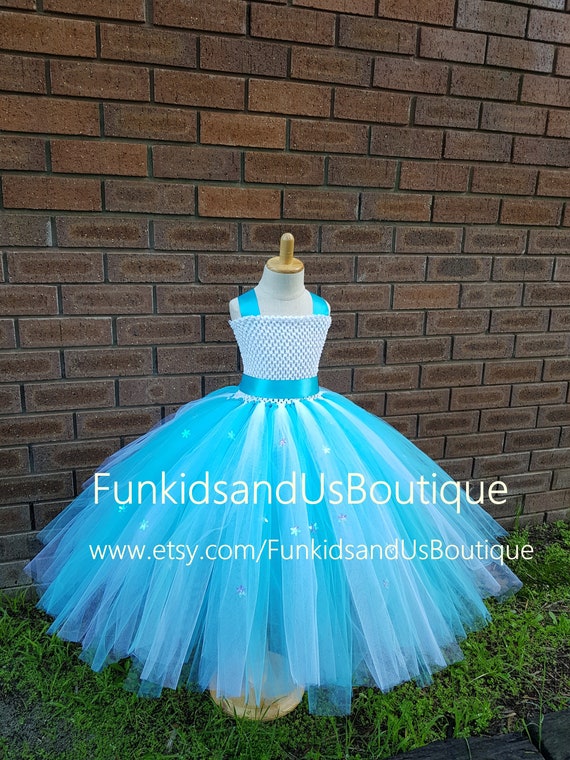 Turquoise and White Snowflake Gown Tutu Birthday Party Ice Tutu