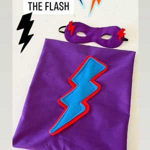 Personalized  Kid Cape  Flash Cape and Mask - Super Hero Capes- Super Hero Kids Birthday Party Favors-