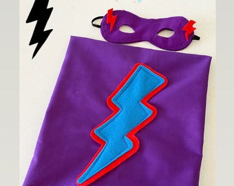 Personalized  Kid Cape  Flash Cape and Mask - Super Hero Capes- Super Hero Kids Birthday Party Favors-