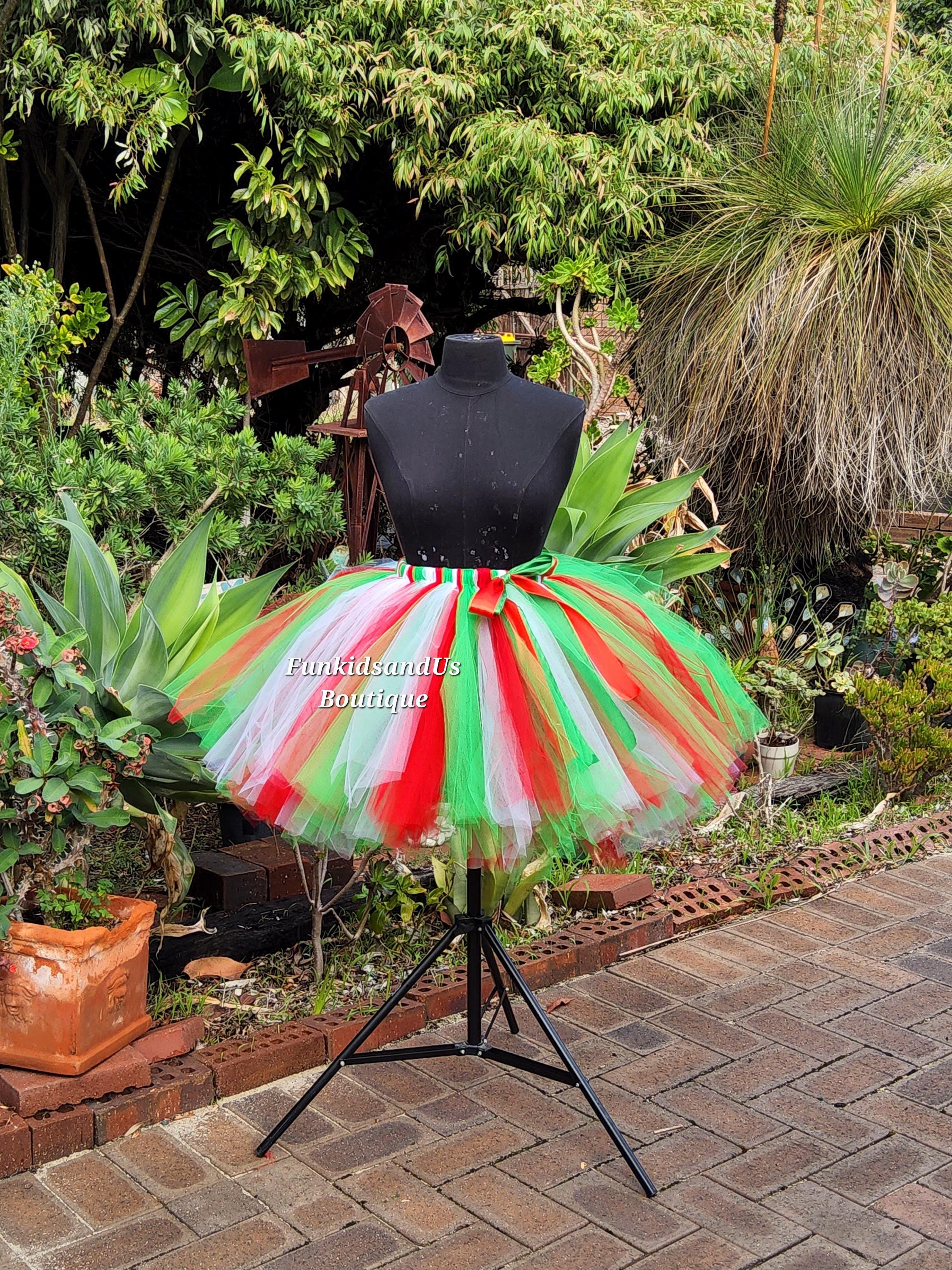 green and red tutu dress Adult Fever Elf Costume main image 1