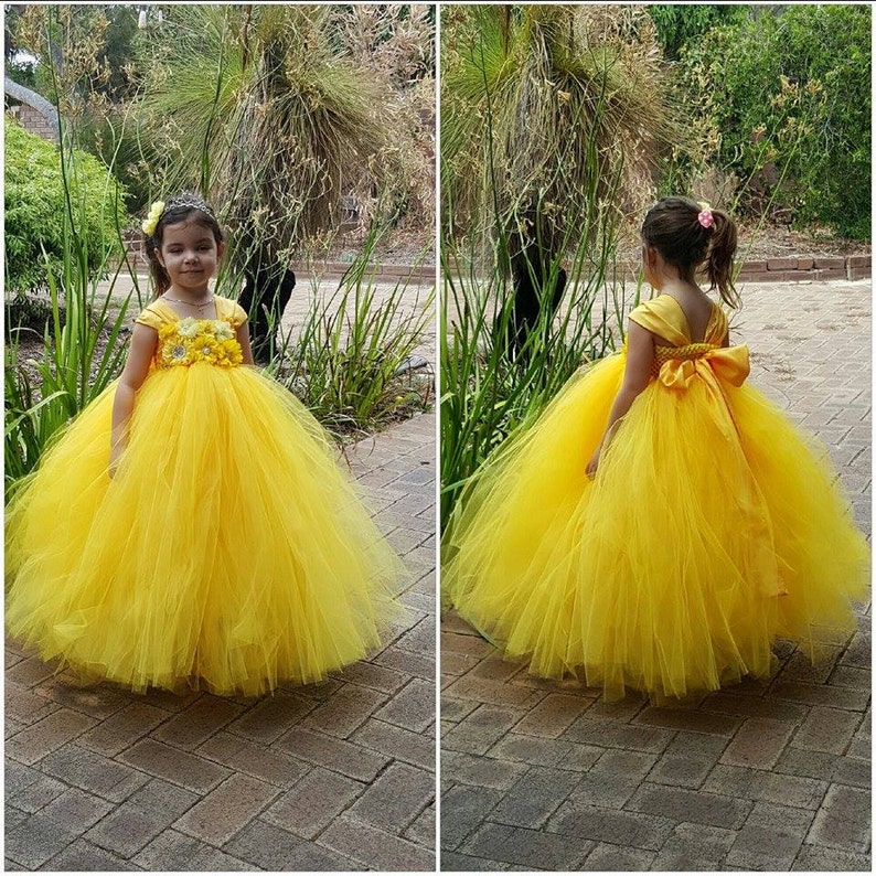Yellow Flower Girl Tutu Dress With Big Wide Straps Canary Etsy
