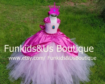 Princess  inspired Tutu Dress  Birthday Outfit, Halloween Costume- Pink full length tutu dress