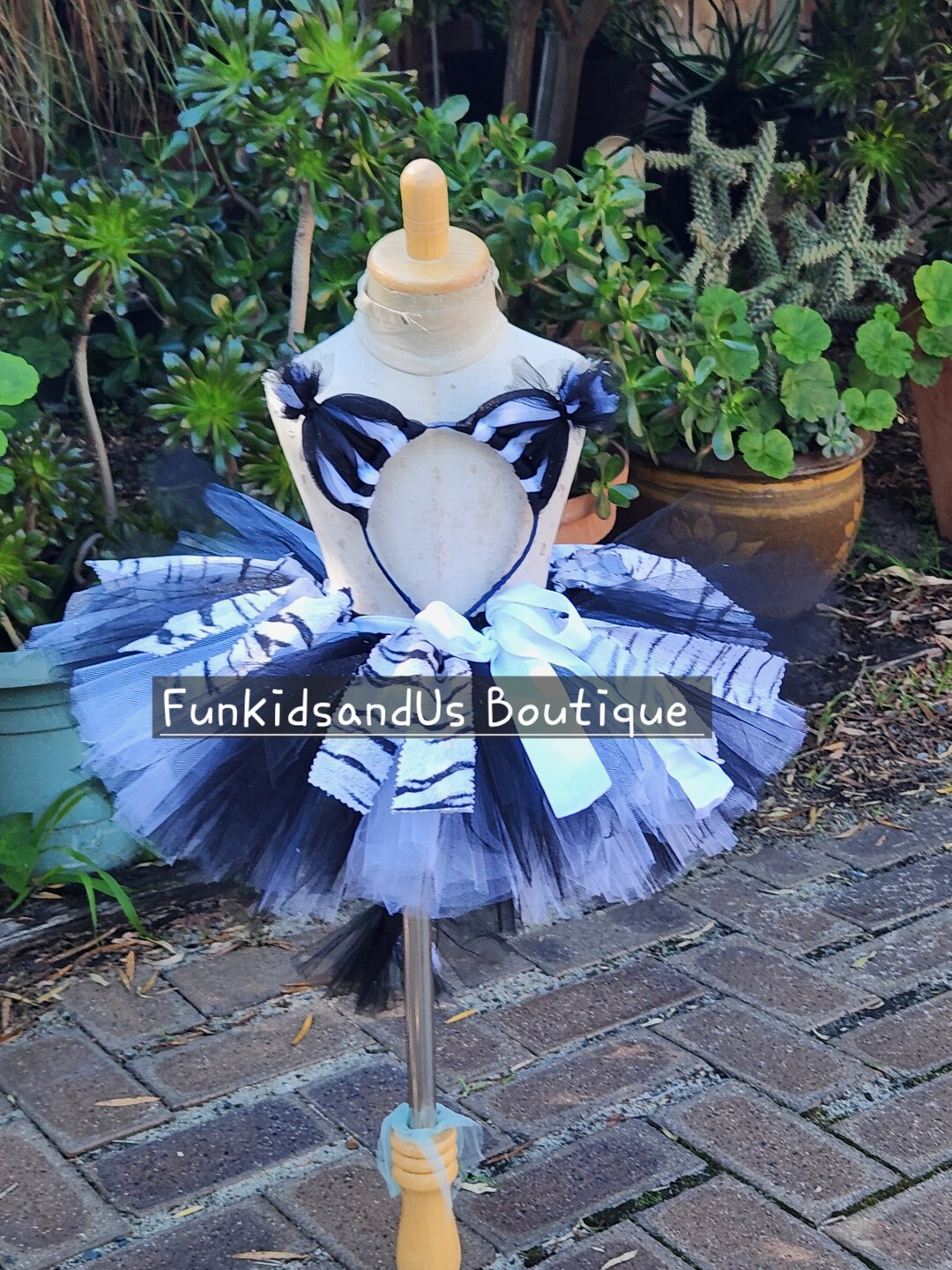 Zebra Kostüm Für Mädchen - Tutu Rock Mit Ohren-Stirnband Für Karneval & Halloween