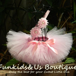 Pink Baby Tutu Set Newborn Tutu and Headband Pink Ballerina Birthday Tutu-smash cake image 1