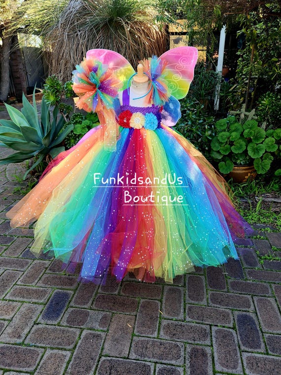 Abito Gonna Arcobaleno Tulle Vestito Carnevale Bambina Caramella