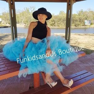 Blue Tulle Skirt - Bridal Tutu - Adult Full length Tutu - Adult Tulle Skirt - Teen Skirt - extra large  Waist line 28" up to 45"