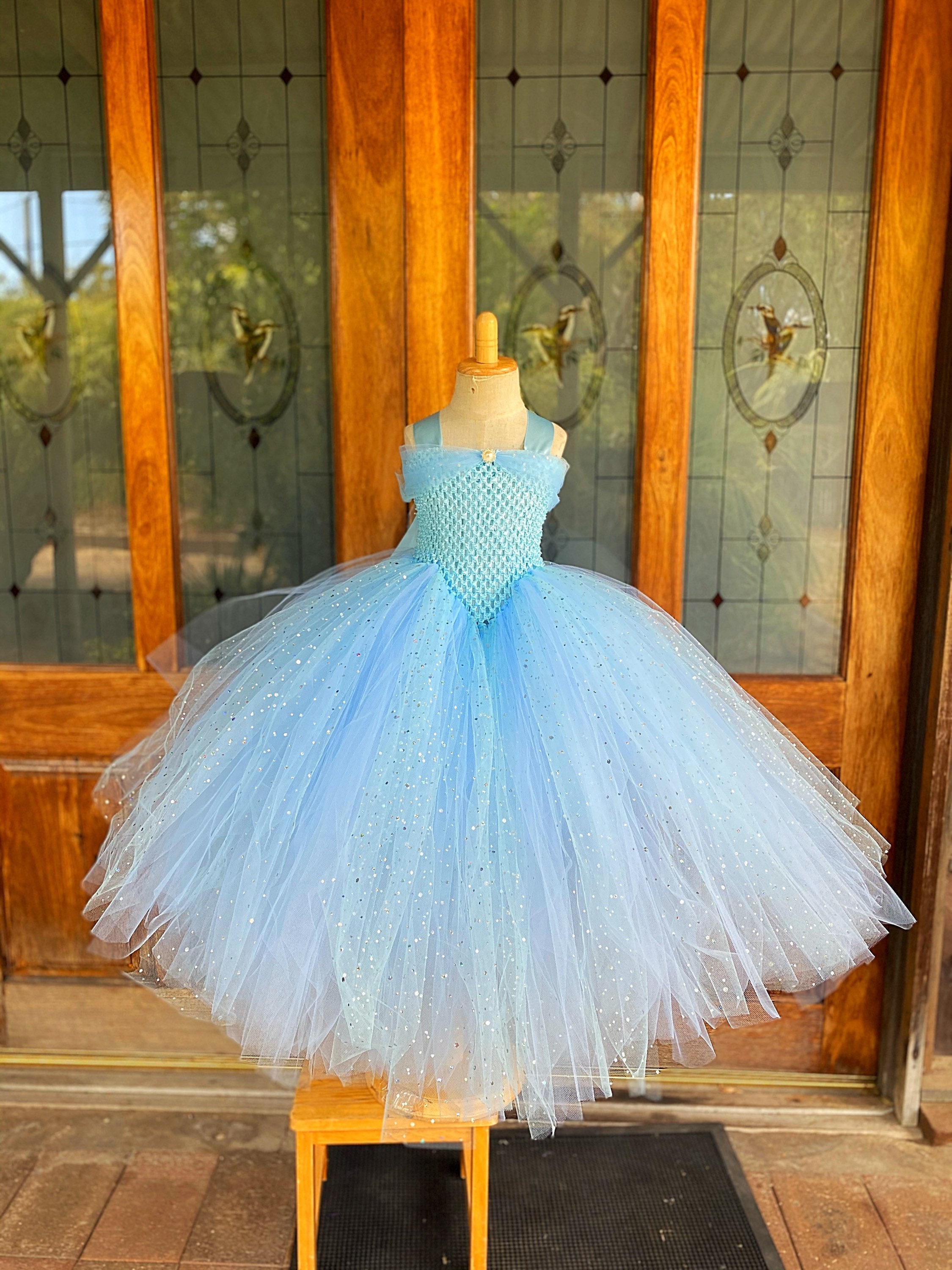 Cinderella-inspired Blue Princess Dress: Sparkly Tulle Ball Gown - Etsy