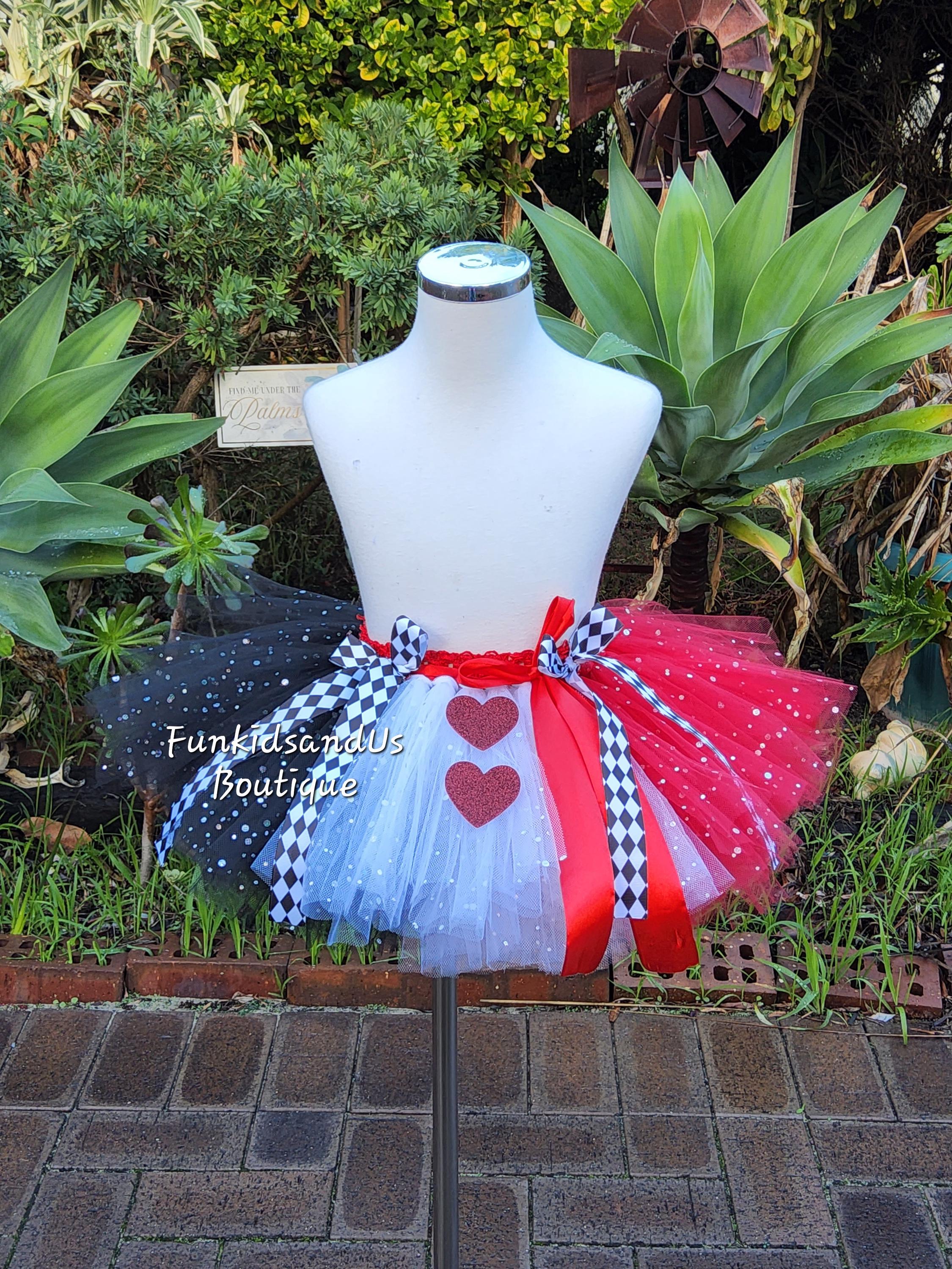 Girls' Heart Tutu Skirt: Red, White & Black Checkered Ribbon - Etsy