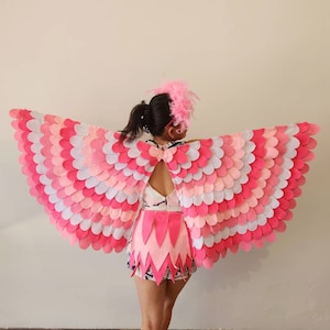 Pink Bird Wings Costume - Flamingo Bird wings set for Girls and Adult -  Bird costume for festivals, Halloween, or themed events
