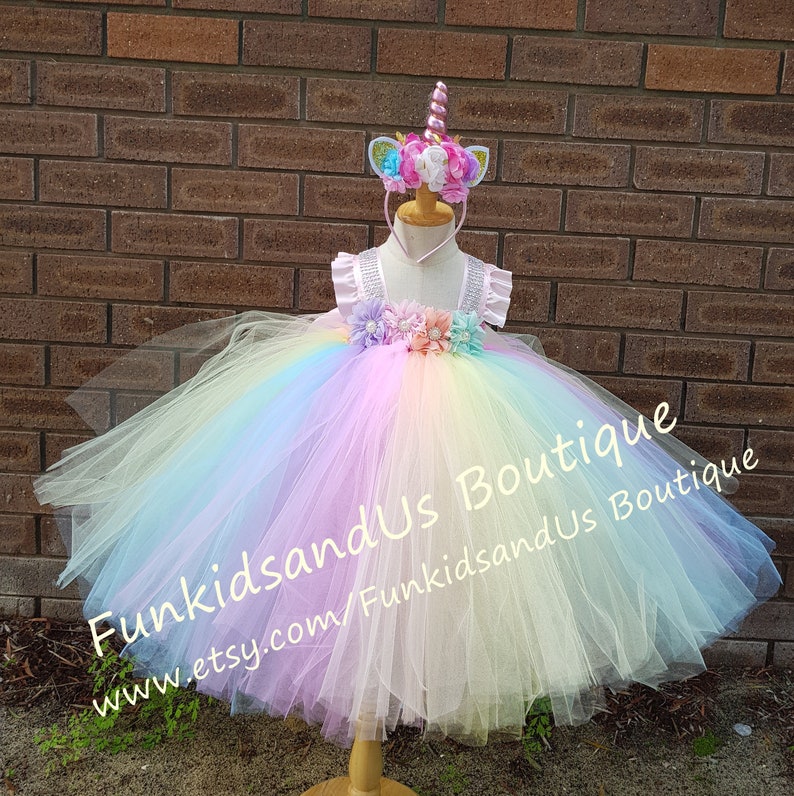 Pastel Rainbow Dress Unicorn Tutu Dress Unicorn Birthday Etsy