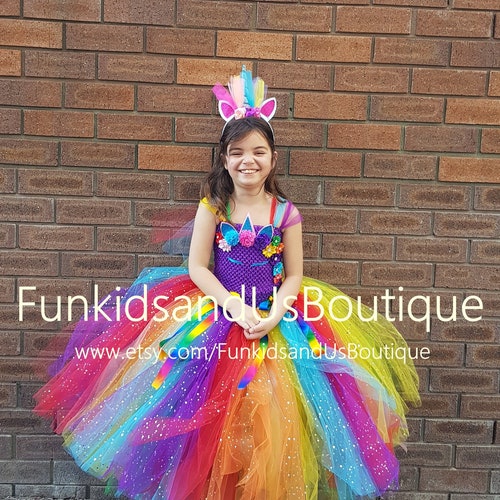 Rainbow Unicorn Dress - Glitter Rainbow Unicorn Costume - Sparkly tutu Dress - Unicorn Outfit Birthday -Unicorn outfit