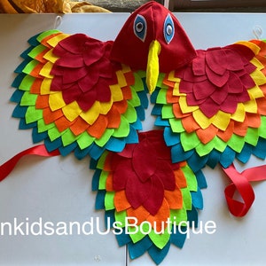 Bird felt wing - Bird Wings Costume Kids  - Parrot Wings, Tail  and Beaks - Bird Costume Set, Bird Wings and Hat beak