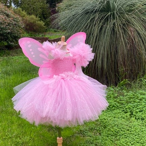 Pink Fairy Tutu Dress Fairy Tutu Dress with wings-Pink tutu Dress birthday tutu Baby tutu outfit image 2