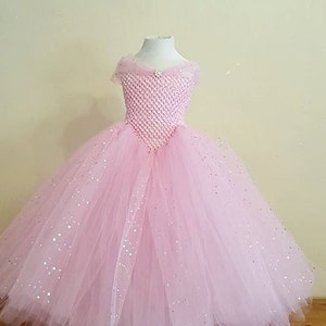 Pink  Gown Tutu Dress -Princess Dress-  Stunning Pink  Glittery Gown dress inspired by FunkidsandUs Boutique