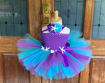 Mermaid Dress- Mermaid short Dress - mermaid Tutu knee length - Purple turquoise teal Knee length Dress